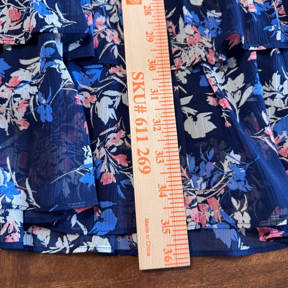 Westport Blue Dress with Ruffle Hem and off shoulder balloon sleeves sheer XL - Picture 5 of 8